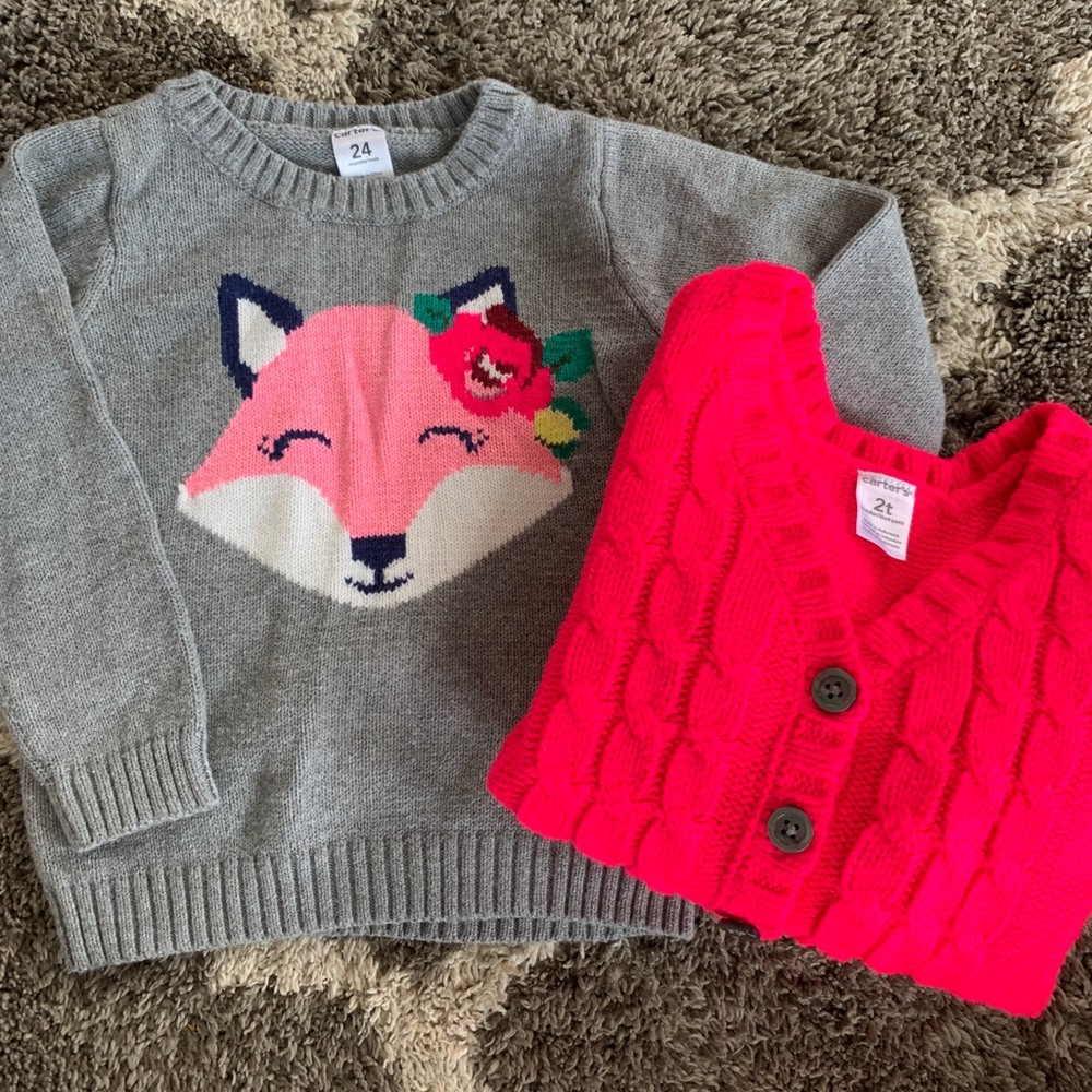 Two Carter’s Brand Fashionable Sweaters (24 months & 2T)